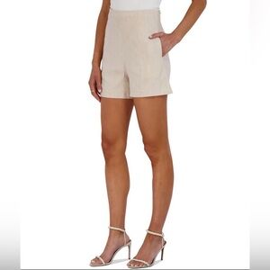 BCBGMAXAZRIA LINEN SHORTS SIZE L  NWOT $158 Cream Striped High Waisted Classy